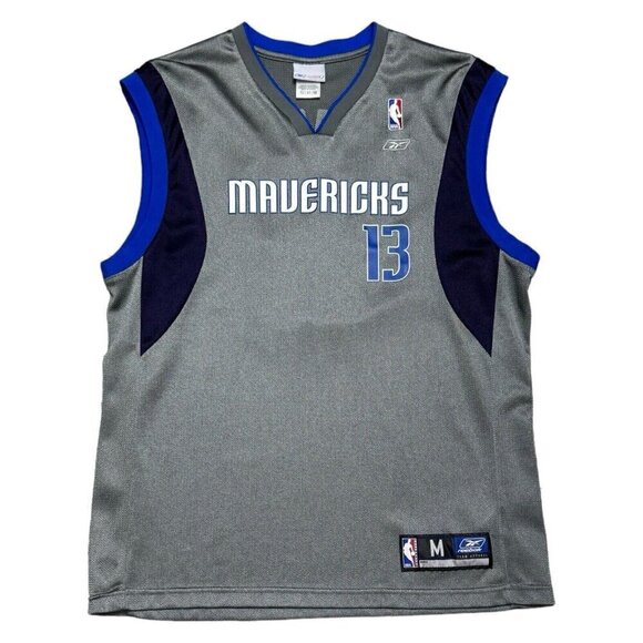 Vintage STEVE NASH Y2K Dallas Mavericks Reebok Silver NBA Basketball Jersey M - Picture 1 of 8